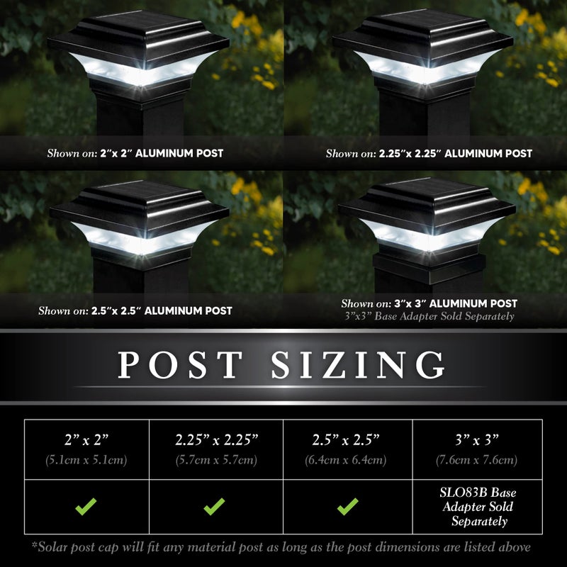 Classy Caps Imperial Solar Post Cap - Black SLO82B â€“ Fits 2"x2", 2.25"x2.25", and 2.5"x2.5" Post Sizes, High-Performance Solar LED, Durable Cast Aluminum Construction, Warm & Cool Light Modes - Image 3